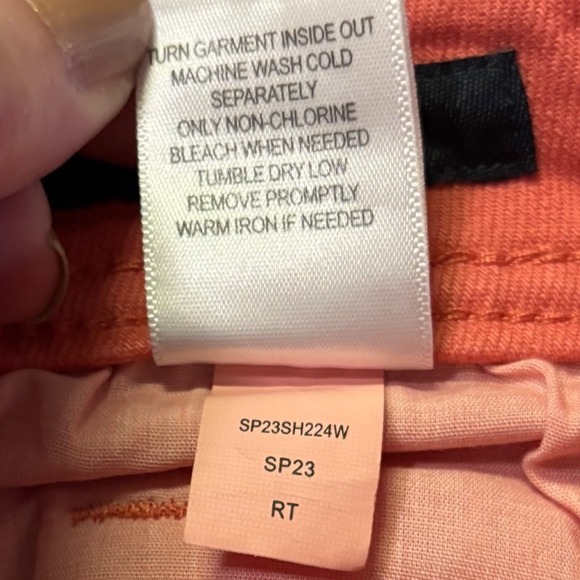 Flag & Anthem High Rise Denim Shorts Cuffed Hem Coral Pink Casual‎ Size 4/27 NWT - Picture 9 of 9